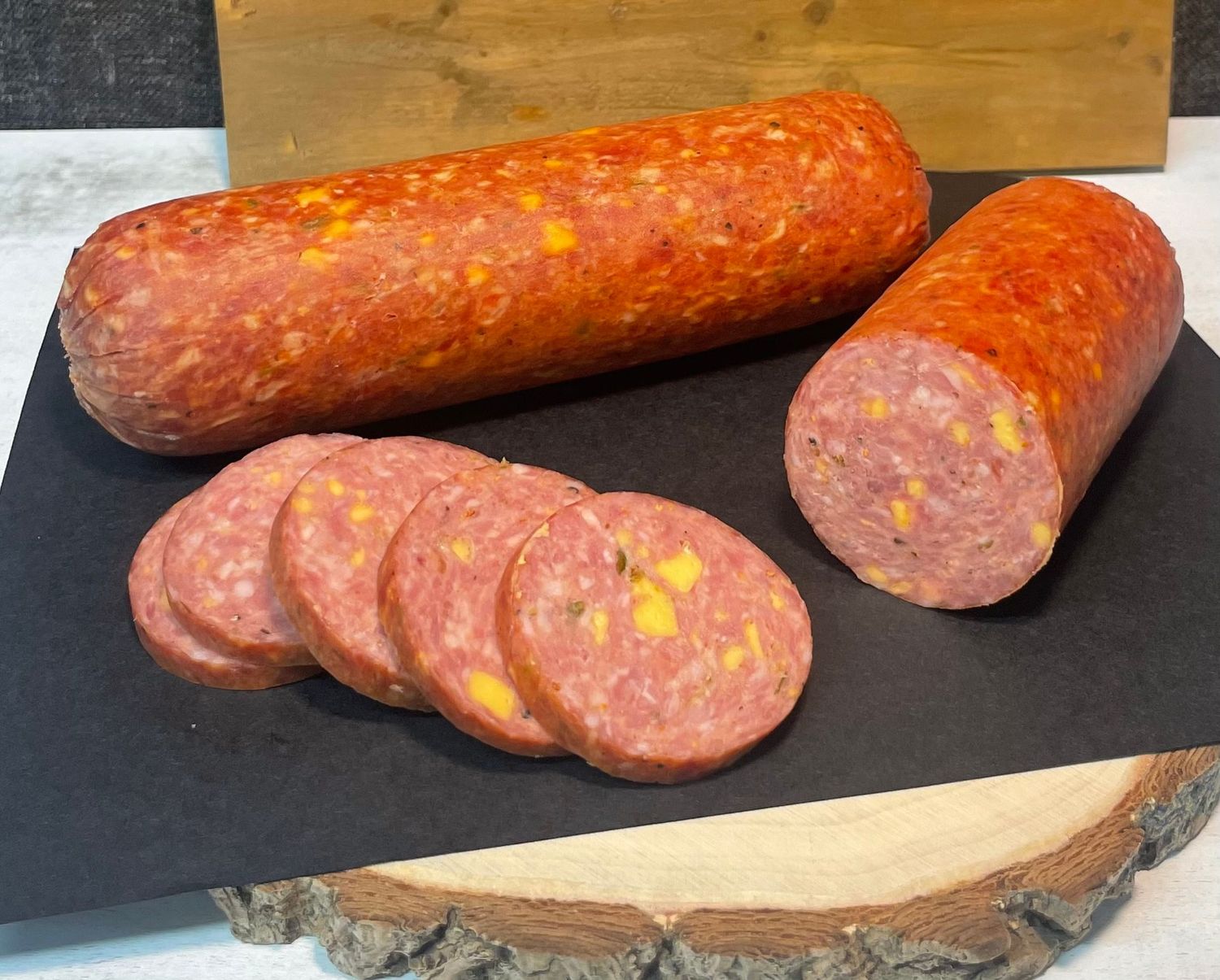 TWO PORK & BEEF SUMMER SAUSAGE JALAPENO CHEESE