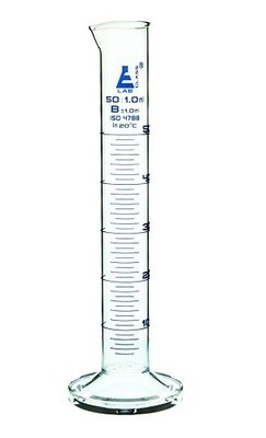 Probeta de vidrio graduaciones azules - clase B - 50 ml. - base redonda ...