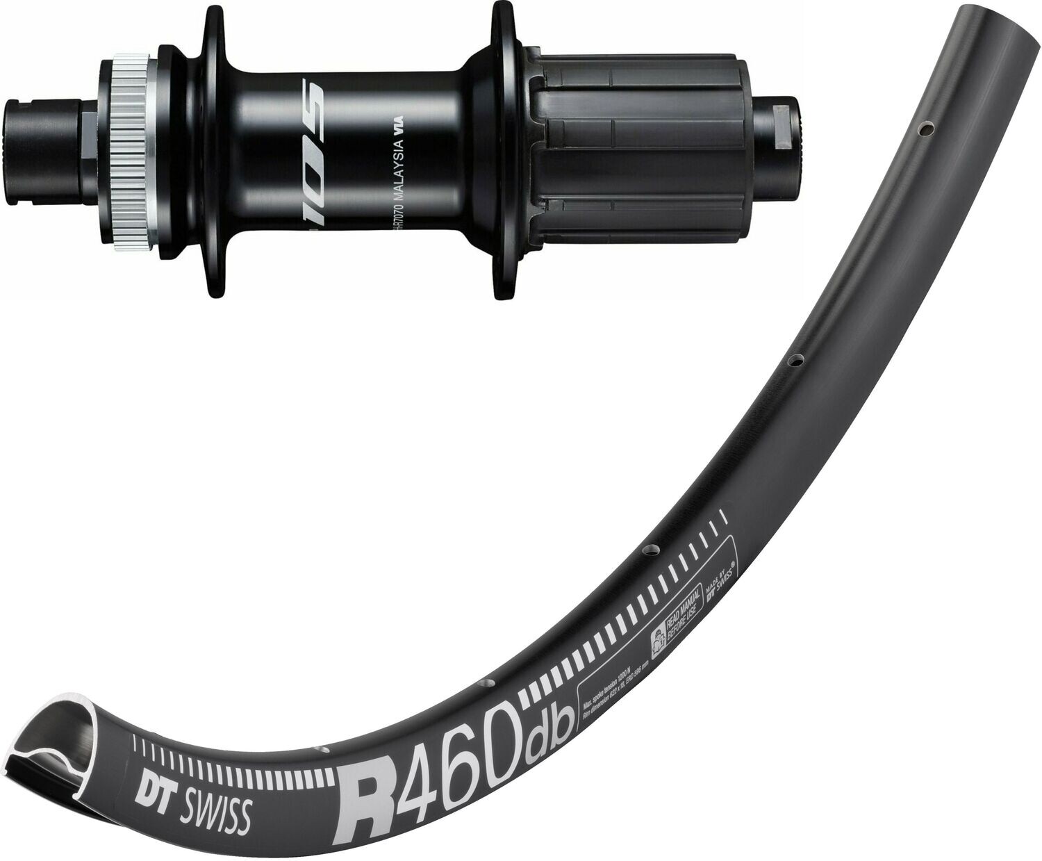 DT Swiss R460 rim with Shimano 105 R7070 hubs. DT Swiss R460 rim with Shimano 105 R7070 hubs.