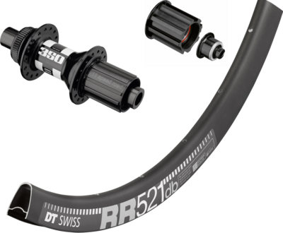 DT Swiss RR 521 700c rim with DT Swiss 350 hubs. For disc brake, quick release or 12mm thru-axles. CAMPAGNOLO