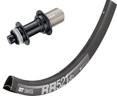 DT Swiss RR 521 rims with Bitex BX106 hubs. For disc brake and 12mm thru-axle or quick release. Tubeless ready.