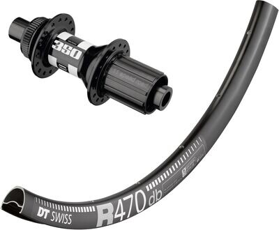 DT Swiss R470 700c rim with DT Swiss 350 hubs. For disc brake and 12mm thru-axle or Quick release