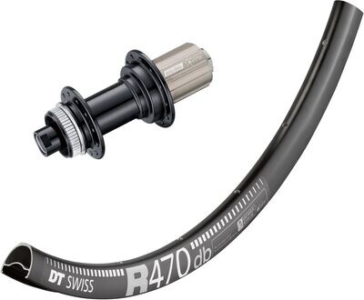 DT Swiss R470 rims with Bitex BX106 hubs. For disc brake and 12mm thru-axle or quick release. Tubeless ready.