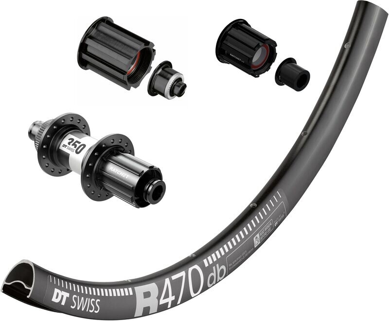 DT Swiss R470 700c rim with DT Swiss 350 hubs. For disc brake and 12mm thru-axle or Quick release, CAMPAGNOLO