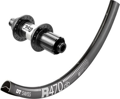 DT Swiss R470 700c rim with DT Swiss 350 hubs. For disc brake and 12mm thru-axle or Quick release. SHIMANO