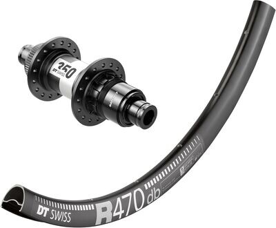 DT Swiss R470 700c rim with DT Swiss 350 hubs. For disc brake and 12mm thru-axle or Quick release. SRAM XDR