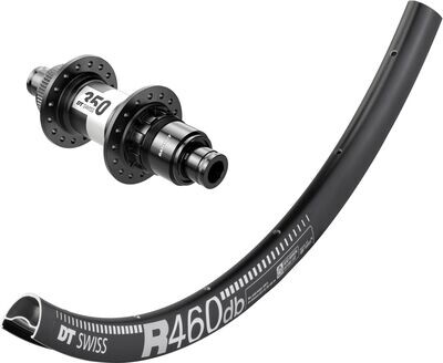DT Swiss R460 700c rim with DT Swiss 350 hubs. For disc brake and 12mm thru-axle or Quick release. SRAM XDR