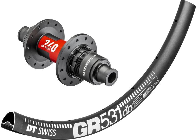 DT Swiss GR531 rims with DT Swiss 240 hubs. For disc brake and 12mm thru-axle . Tubeless ready. SRAM XDR