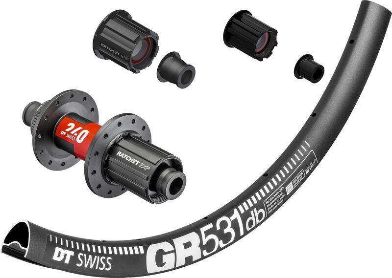 DT Swiss GR531 rims with DT Swiss 240 hubs. For disc brake and 12mm thru-axle . Tubeless ready. CAMPAGNOLO