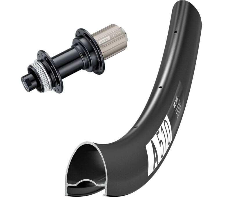 DT Swiss A 510 rims with Bitex BX106 hubs. For disc brake and 12mm thru-axle or quick release. Tubeless ready.