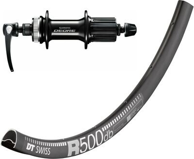 DT Swiss R 500 700c rim with Shimano Deore M6000 hubs. For disc brake and Quick release.