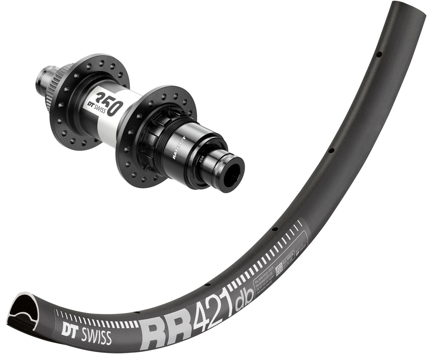 DT Swiss RR 421 700c rim with DT Swiss 350 hubs. For disc brake, quick release or 12mm thru-axles. Sram XDR