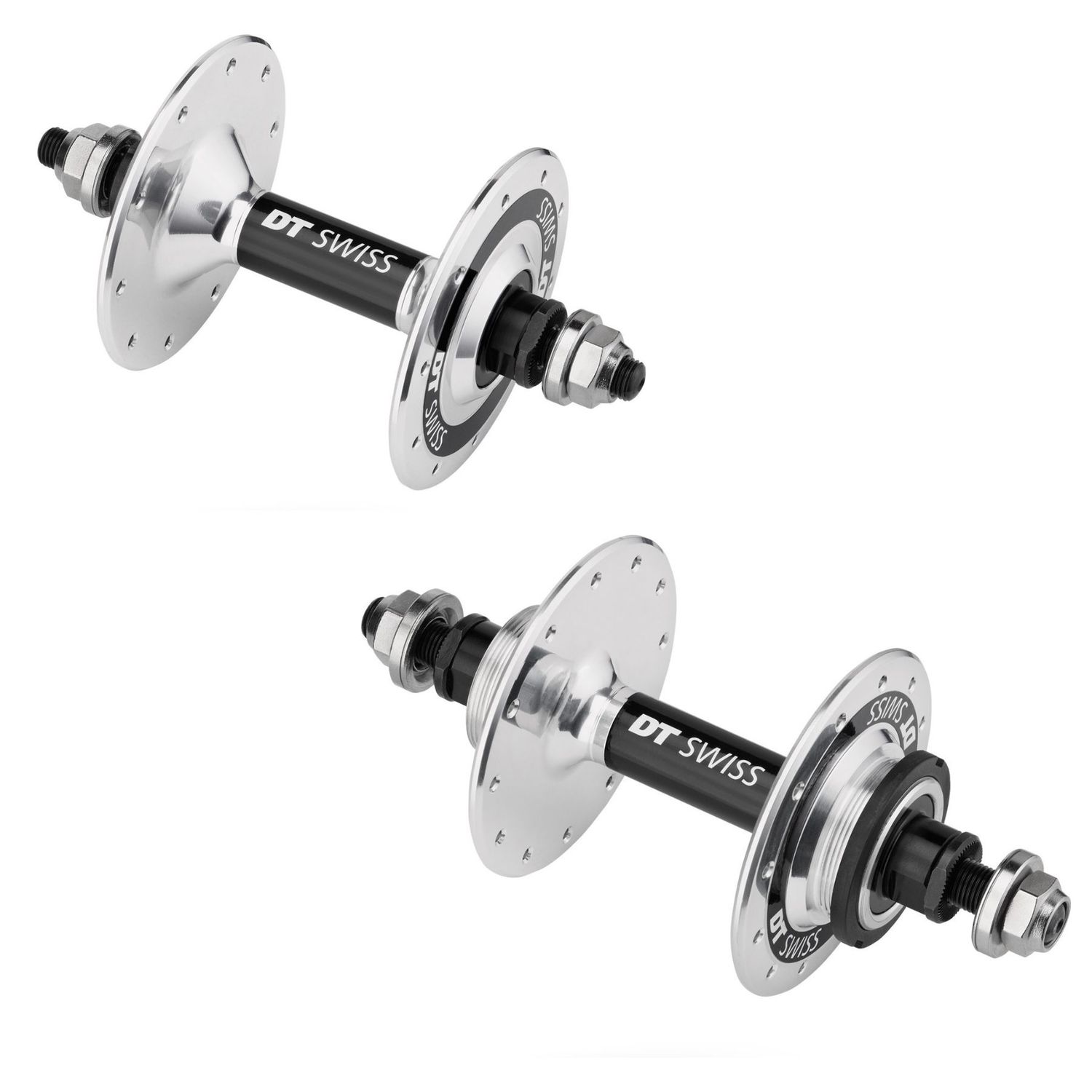 DT Swiss track hub set. 100mm front and 120mm rear