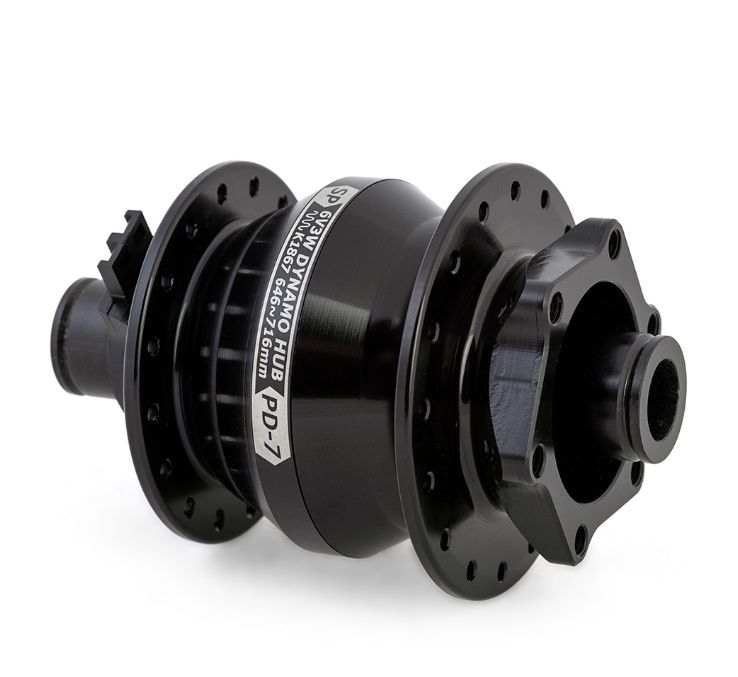 Shutter Precision PD-7 dynamo wheel with DT Swiss rim. For disc brake and 12mm thru-axle. For six bolt disc rotor and tubeless ready. Shutter Precision PD-7 dynamo wheel with DT Swiss rim. For disc brake and 12mm thru-axle. For six bolt disc rotor and tubeless ready.