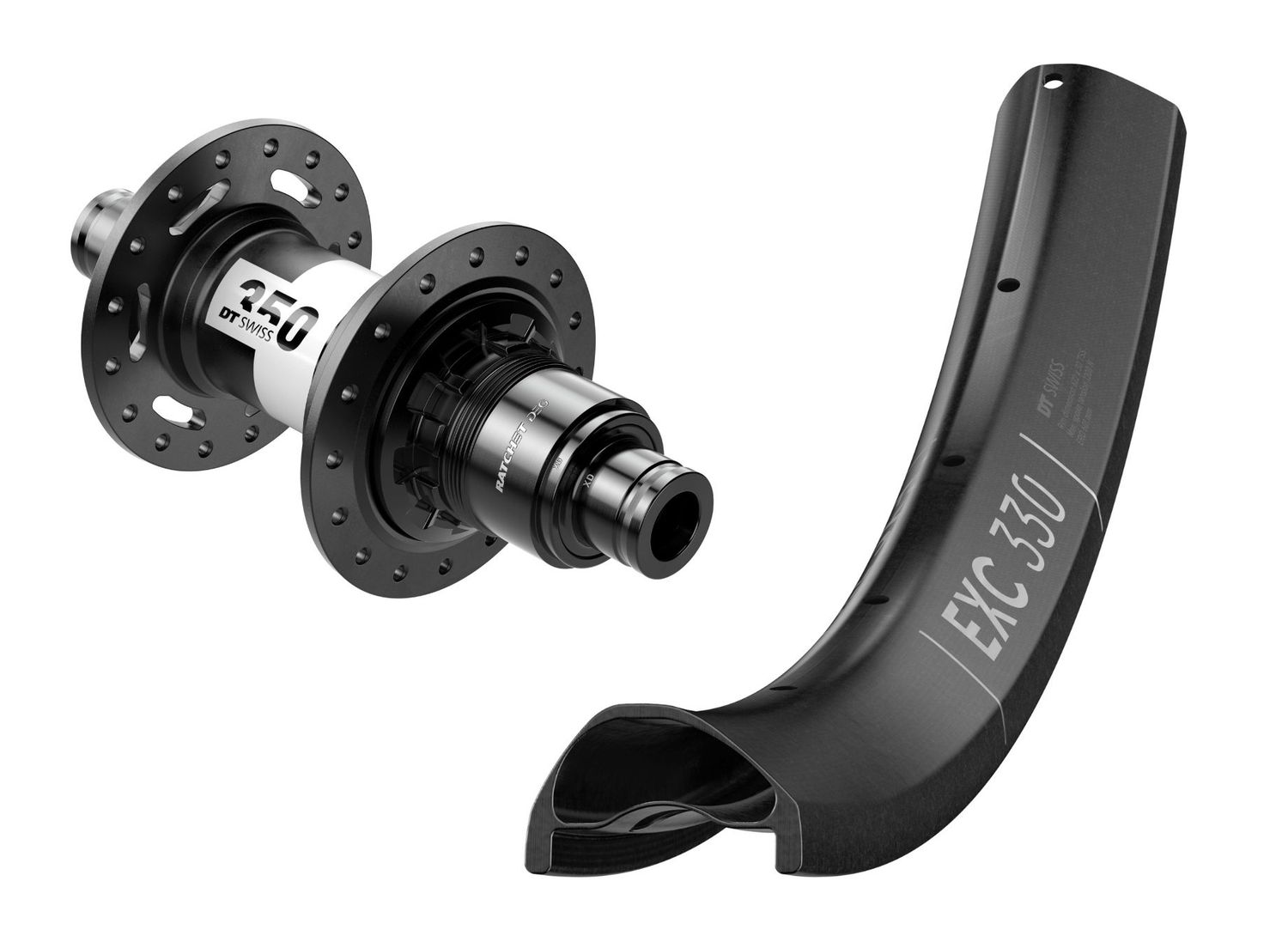 DT Swiss EXC 330 with DT Swiss 350 Ratchet DEG 72t rear hub. Tubeless ready. SRAM XD DT Swiss EXC 330 with DT Swiss 350 Ratchet DEG 72t rear hub. Tubeless ready. SRAM XD