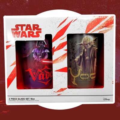2 Piece Darth Vader and Yoda Glass Set