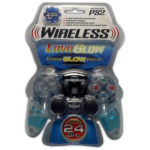 Lava Glow Wireless Controller for PS2 (Blue) - Game Accessory - New