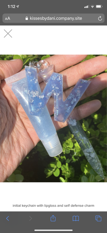 Kisses By Danii Lip Gloss, initial and self defense key chain