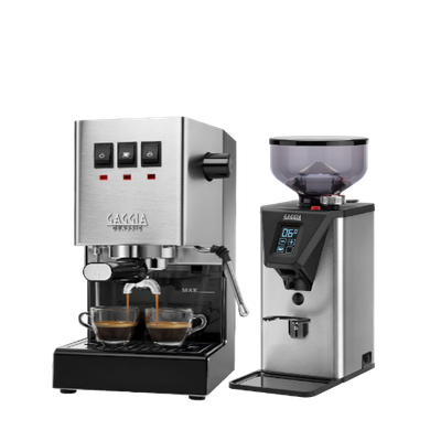 Gaggia Classic E24 [BRASS BOILER]  INOX with MDF-55 Grinder