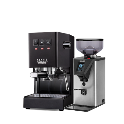 Gaggia Classic E24 Black [BRASS BOILER] with MDF-55 Grinder