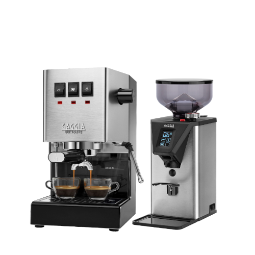 Gaggia Classic E24 [BRASS BOILER]  INOX with MDF-55 Grinder