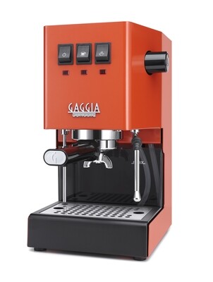 Gaggia Classic E24 [BRASS BOILER]  Orange - Lobster Red - 240V | Manual Espresso Coffee Machine -[NEW-DAMAGED BOX]