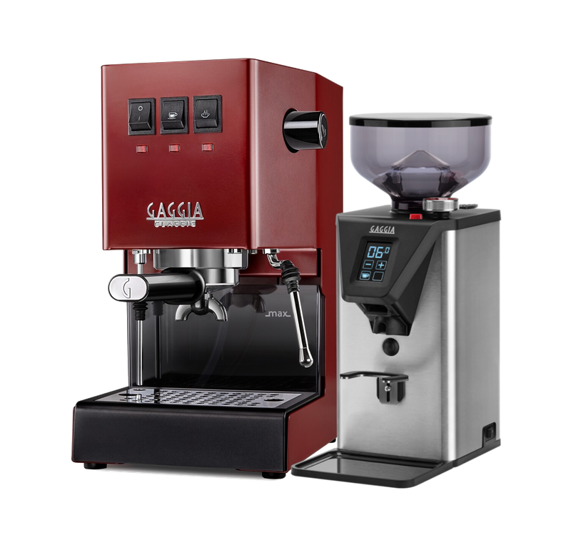 Gaggia Classic E24 [BRASS BOILER]  Cherry Red with MDF-55 Grinder