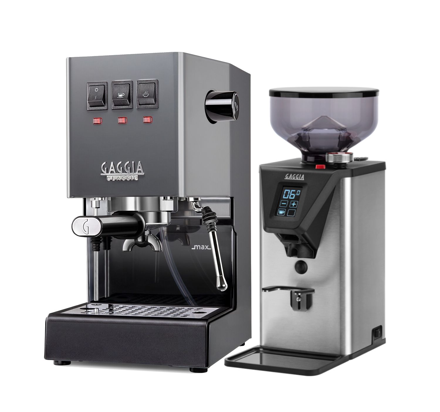 Gaggia Classic E24 [BRASS BOILER]  Grey with MDF-55 Grinder