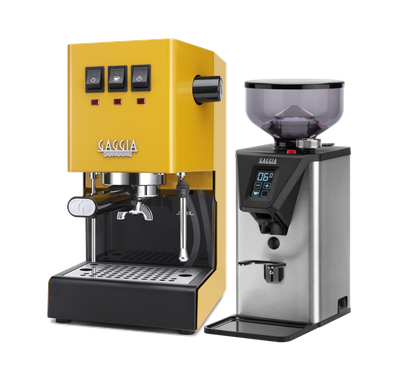 Gaggia Classic E24 [BRASS BOILER]  Yellow with MDF-55 Grinder