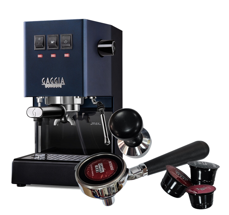 Gaggia Classic E24 [BRASS BOILER]  BLUE 240V | Manual Espresso Coffee Machine with Caffitaly Adapter