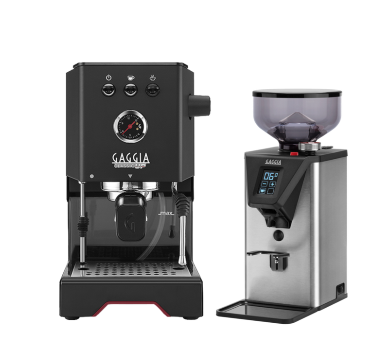 Gaggia Classic Up [BRASS BOILER] BLACK 240V | Manual Espresso Coffee Machine with MDF55 Grinder