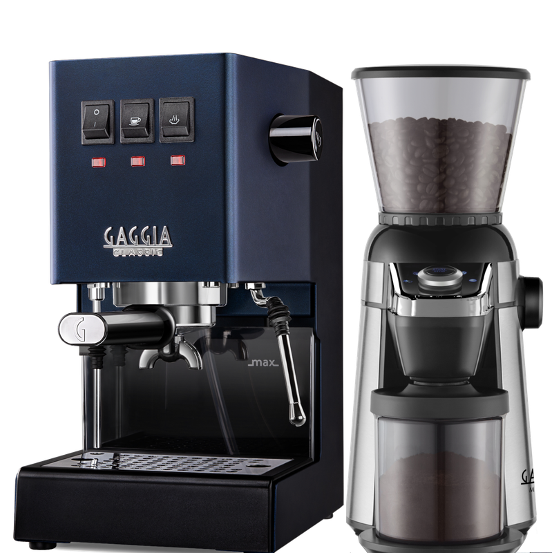 Gaggia Classic E24 Blue [BRASS BOILER] with MD15 Grinder