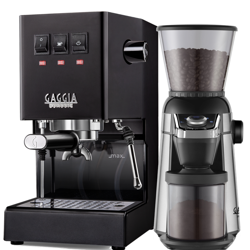 Gaggia Classic E24 Black [BRASS BOILER] with MD15 Grinder