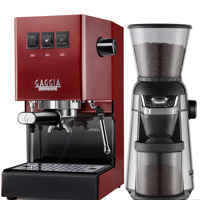 Gaggia Classic E24 [BRASS BOILER]  Cherry Red with MD15 Grinder