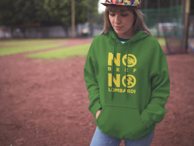 "No Beef No Lombardi" Hooded Sweatshirt: Green