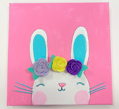 Bunny With Felt Flowers Painting Kit