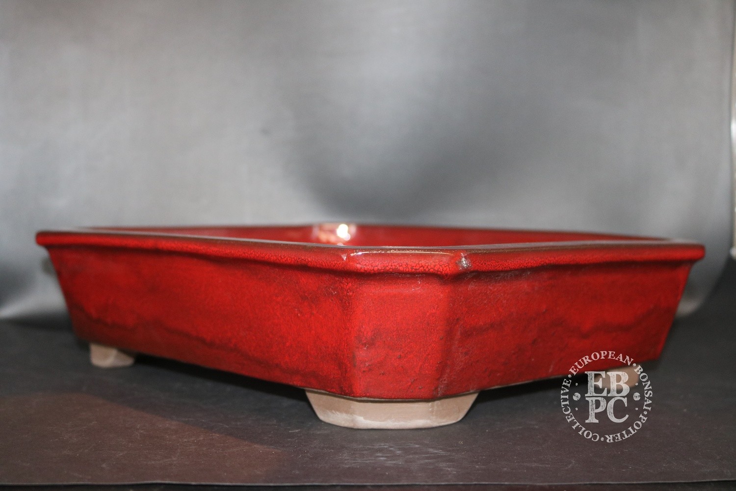 SOLD - Mirt Pots - 34.8cm; Glazed; Rectangle; Red; Chicken blood