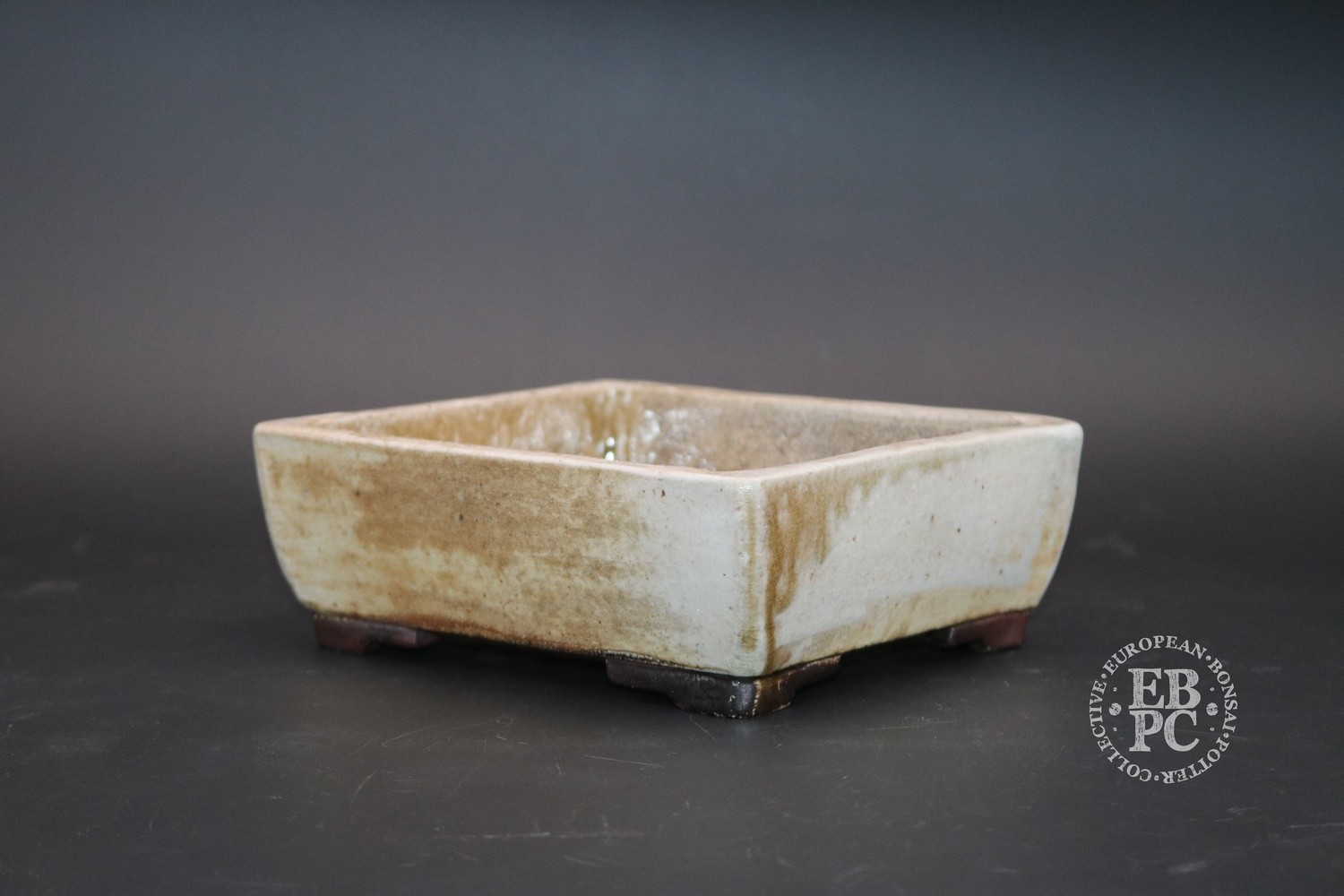 SOLD - Englert Keramik - 15.5cm; Rectangle; Wood-fired; Rustic; White; Cream; Browns; Martin Englert