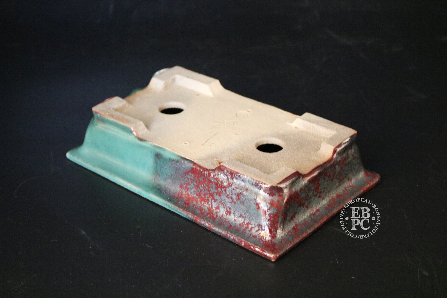 SOLD - EBPC Amdouni Bonsai Pots - 17.5cm; European; glazed; rectangle; kifu; blue / ruri; Sami Amdouni
