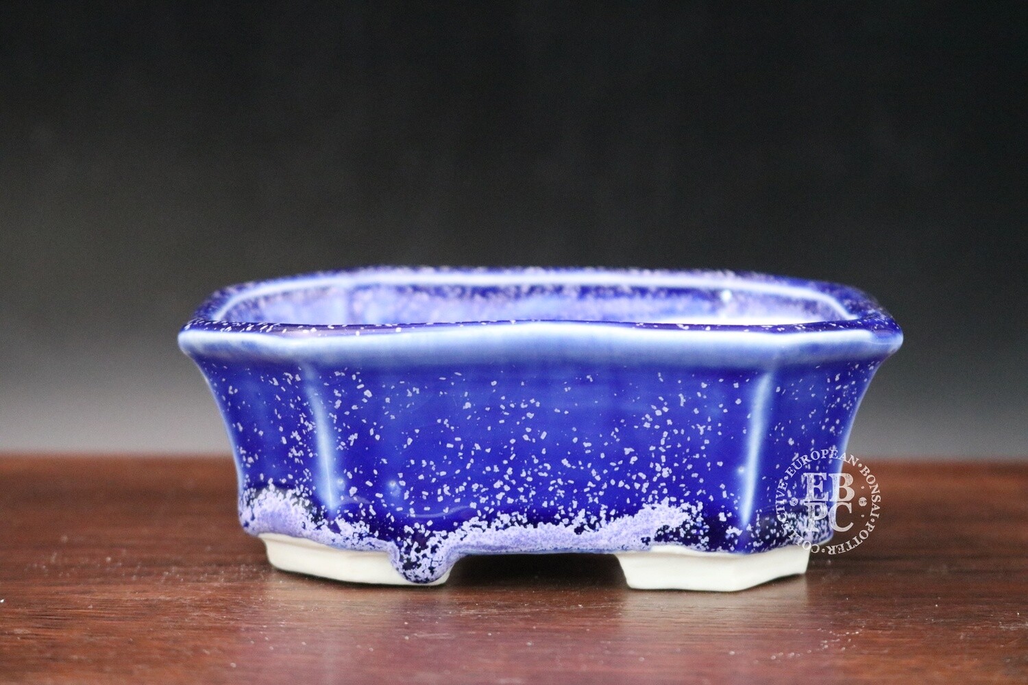 SOLD - Guerao Bonsai Pots; 12cm; Micro-crystalline Glazed; Shohin; Rectangle; Blue / Purple; Guerao Pot