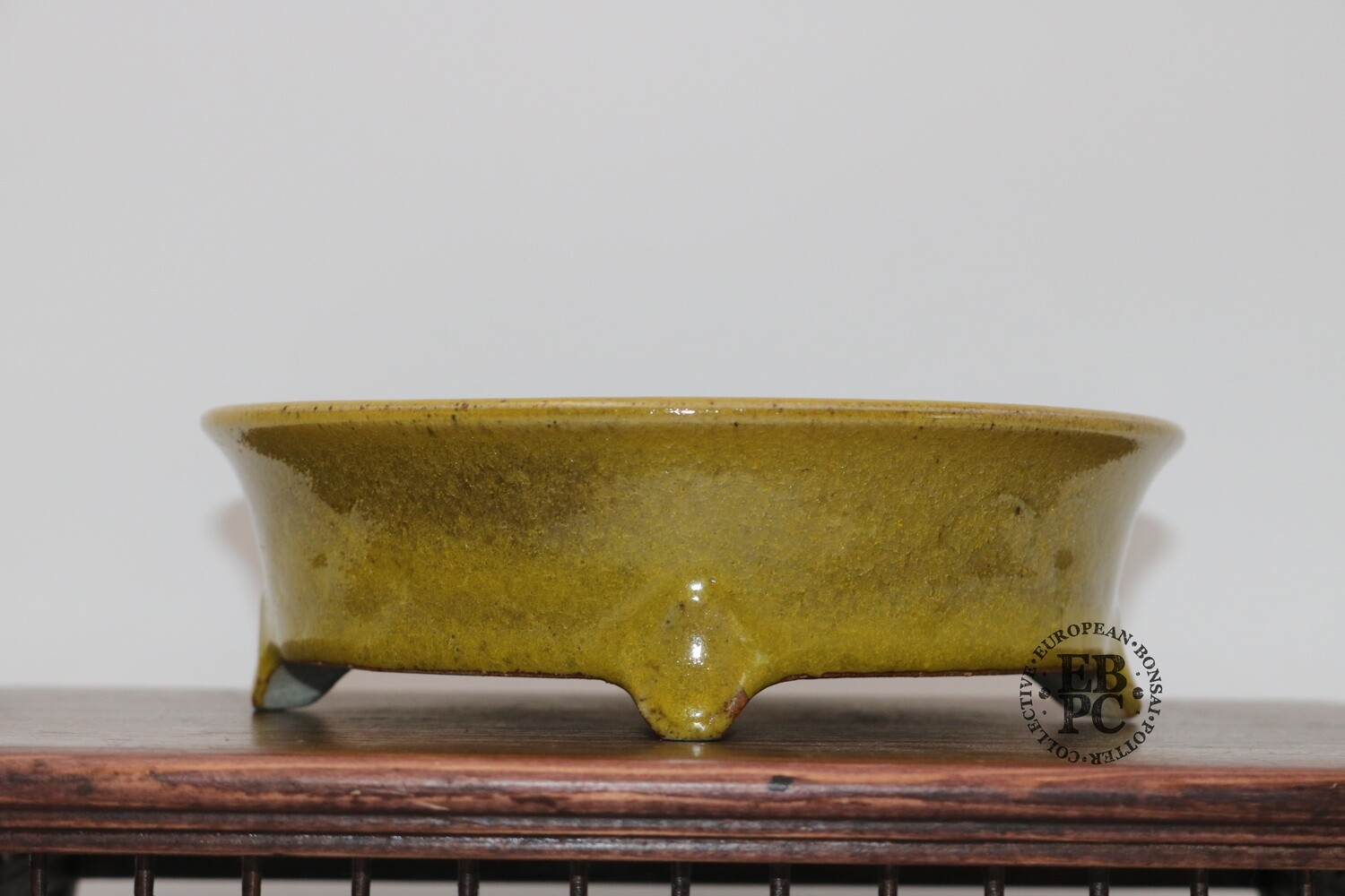 SOLD - Gramming Pots - 16.7cm; 'Sublime Yellows Range'; Carved Dragonscale design; Glazed; Wood-fired; Delicate feet; Tomas Gramming