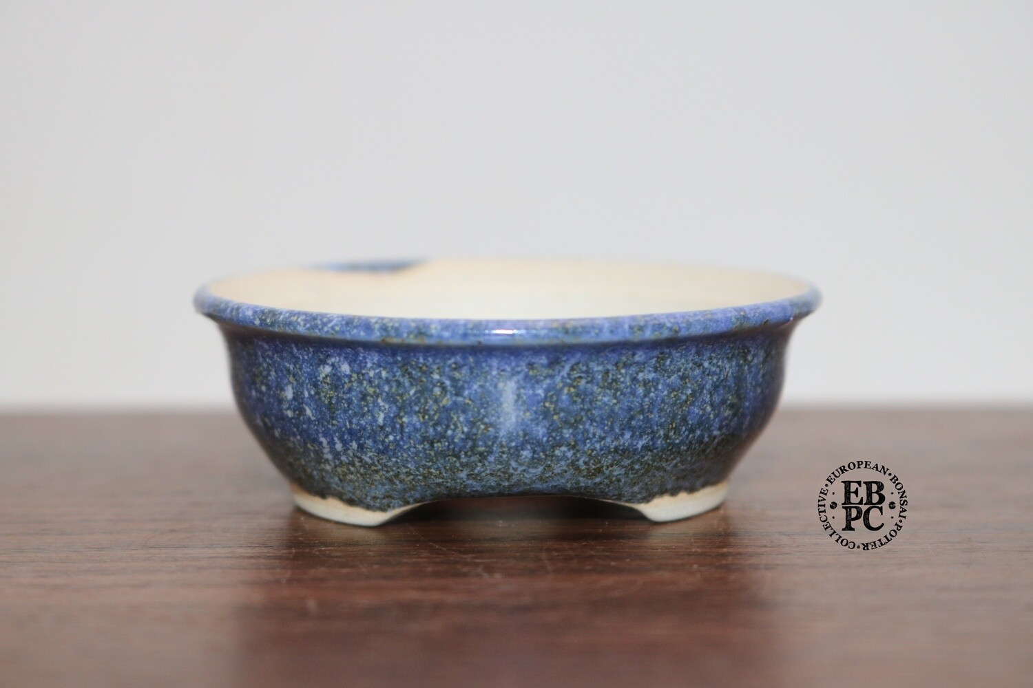 SOLD - PAS Pots - 7.2cm Round; Mame / Accent pot; Hand Thrown; Namako-esque Glaze; Blues, Browns, Cream; Detailed foot ring; Patricia