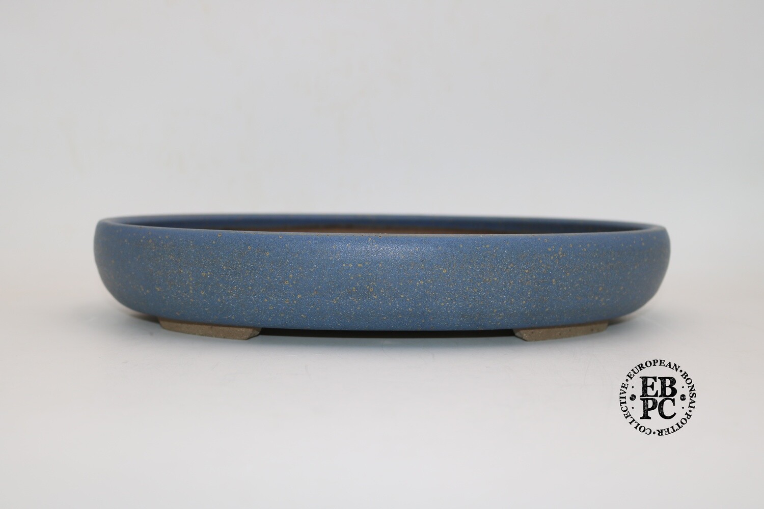 SOLD - Roman Husmann - 33.3cm; Glazed; Oval; Blue; Light Browns