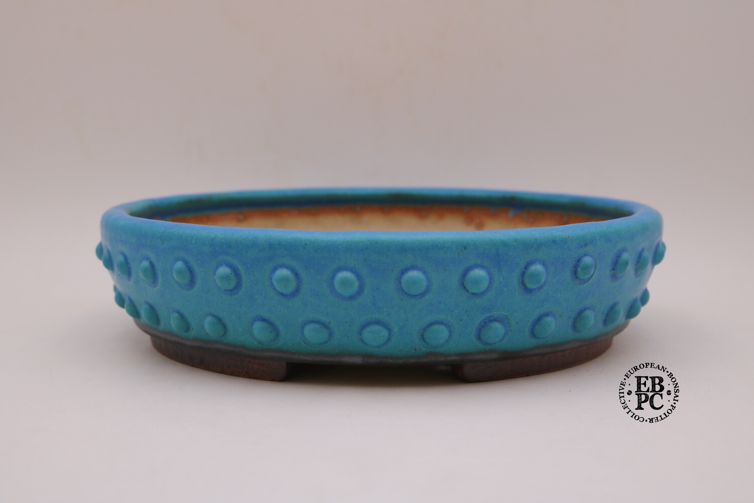 SOLD - Ian Baillie - 30cm; Glazed; Round; Vibrant Turquoise blue; Drum-style Design; Recessed feet
