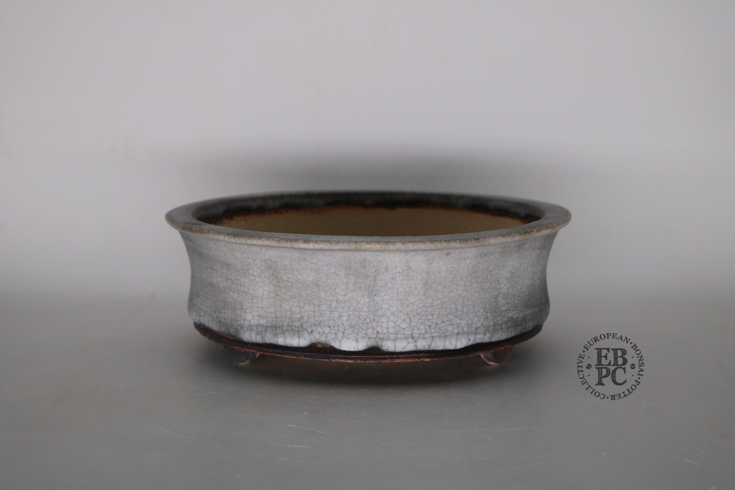 SOLD - Bruno Auvinet - 21.7cm, Glazed; Round; Antique Crackle Glaze; Cream &amp; Browns;