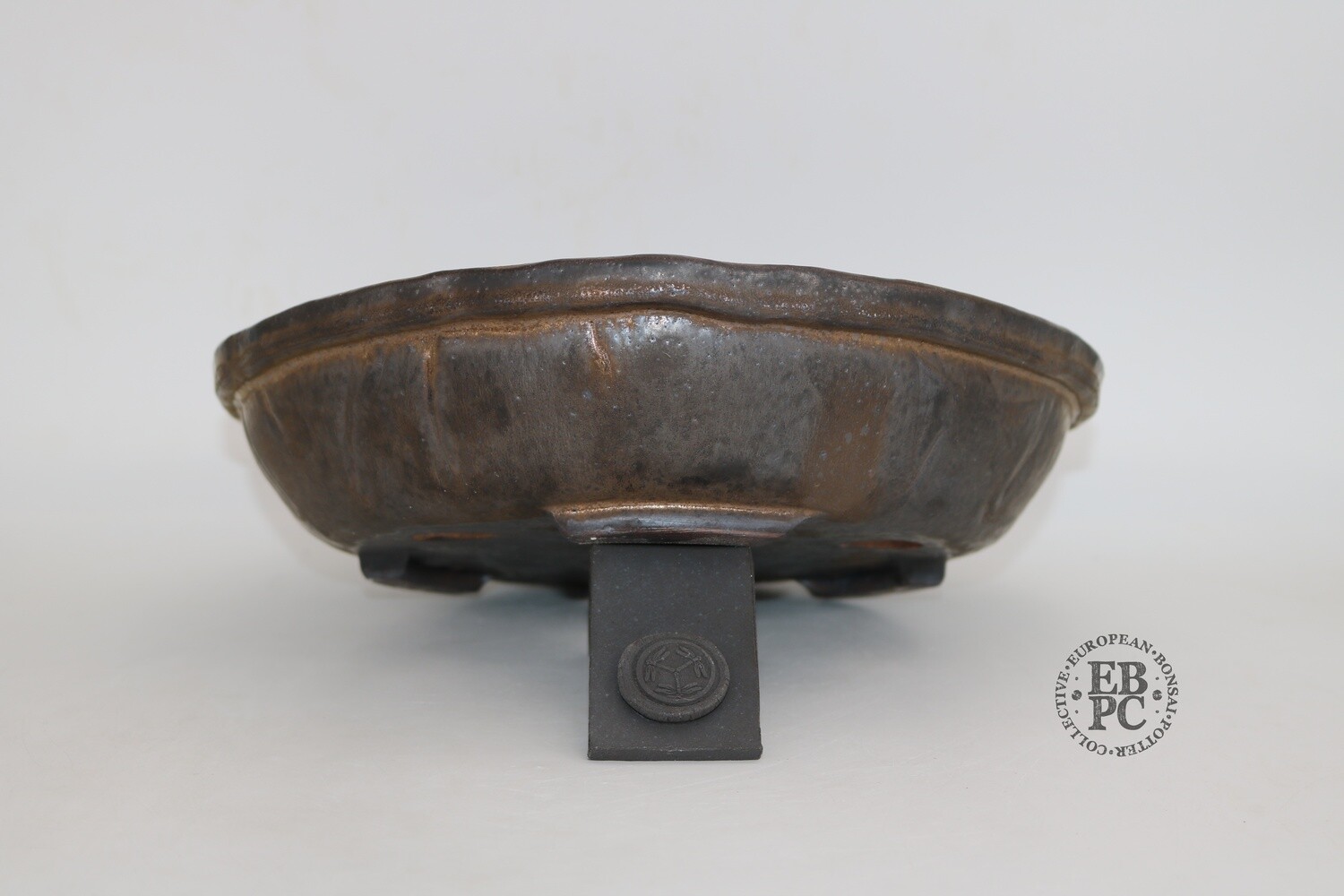 SOLD - Dragonfly Bonsai Pots.  28.5cm; Glazed; &#39;Metallic Bronze Glaze; Round; Nanban; Aged Looking Finish