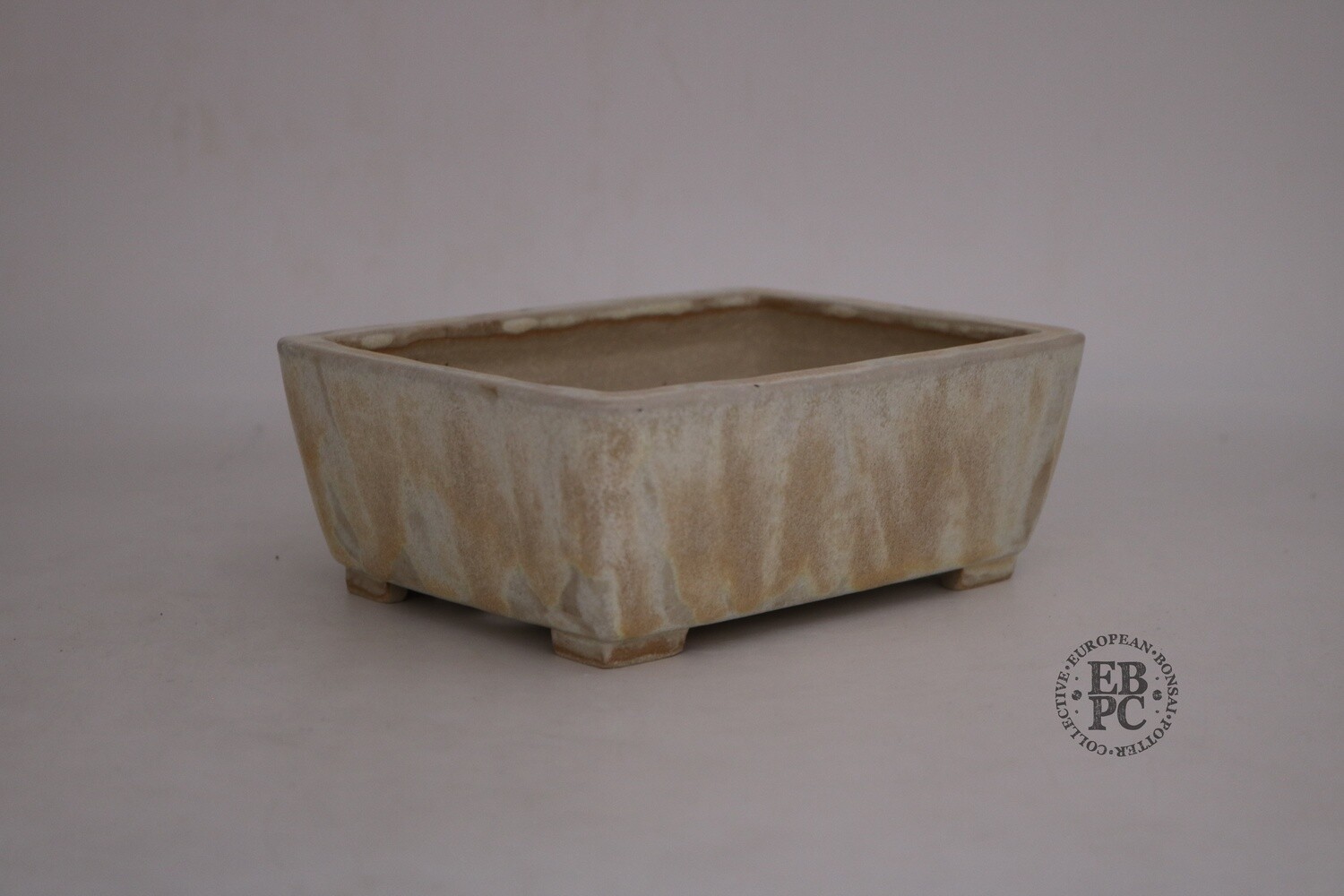 SOLD - Jurg Staheli - Switzerland. 16.5cm; Glazed; Rectangle; Shohin; Superb Glaze; Cappuccino Glaze; EBPC Stamped