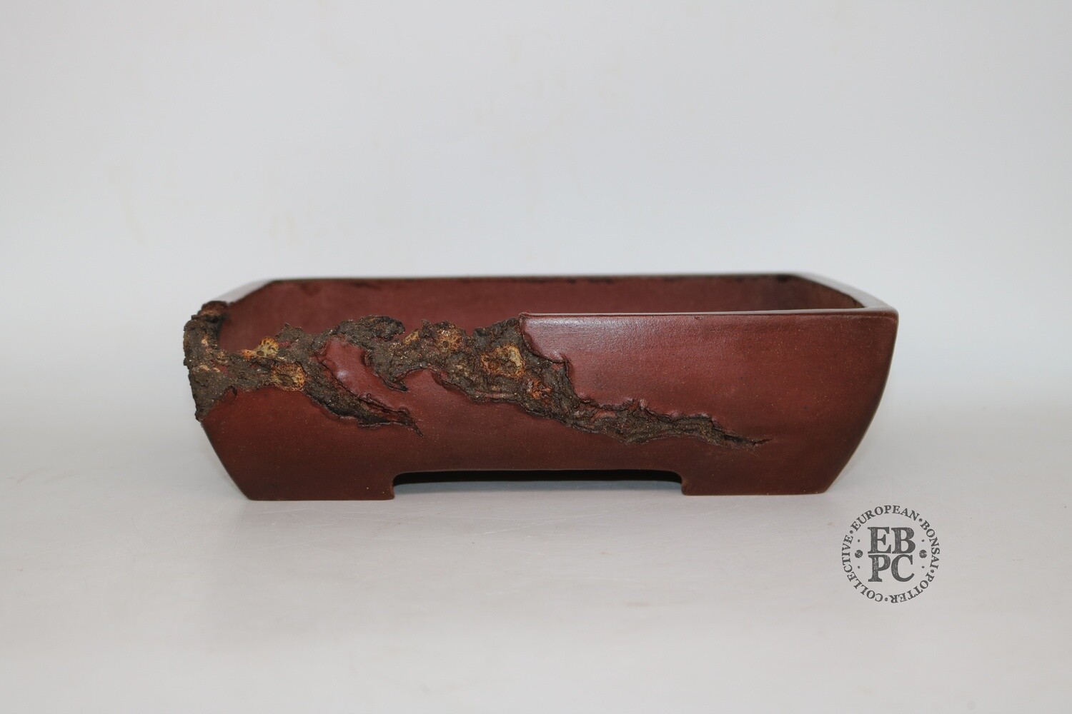 M. J. G. Ceramica - 28cm; Unglazed; Reddish Brown; Mushikui (Bug Eaten) Effect; Rectangle, Superb Detailing; Maria Jose Gonzalez.