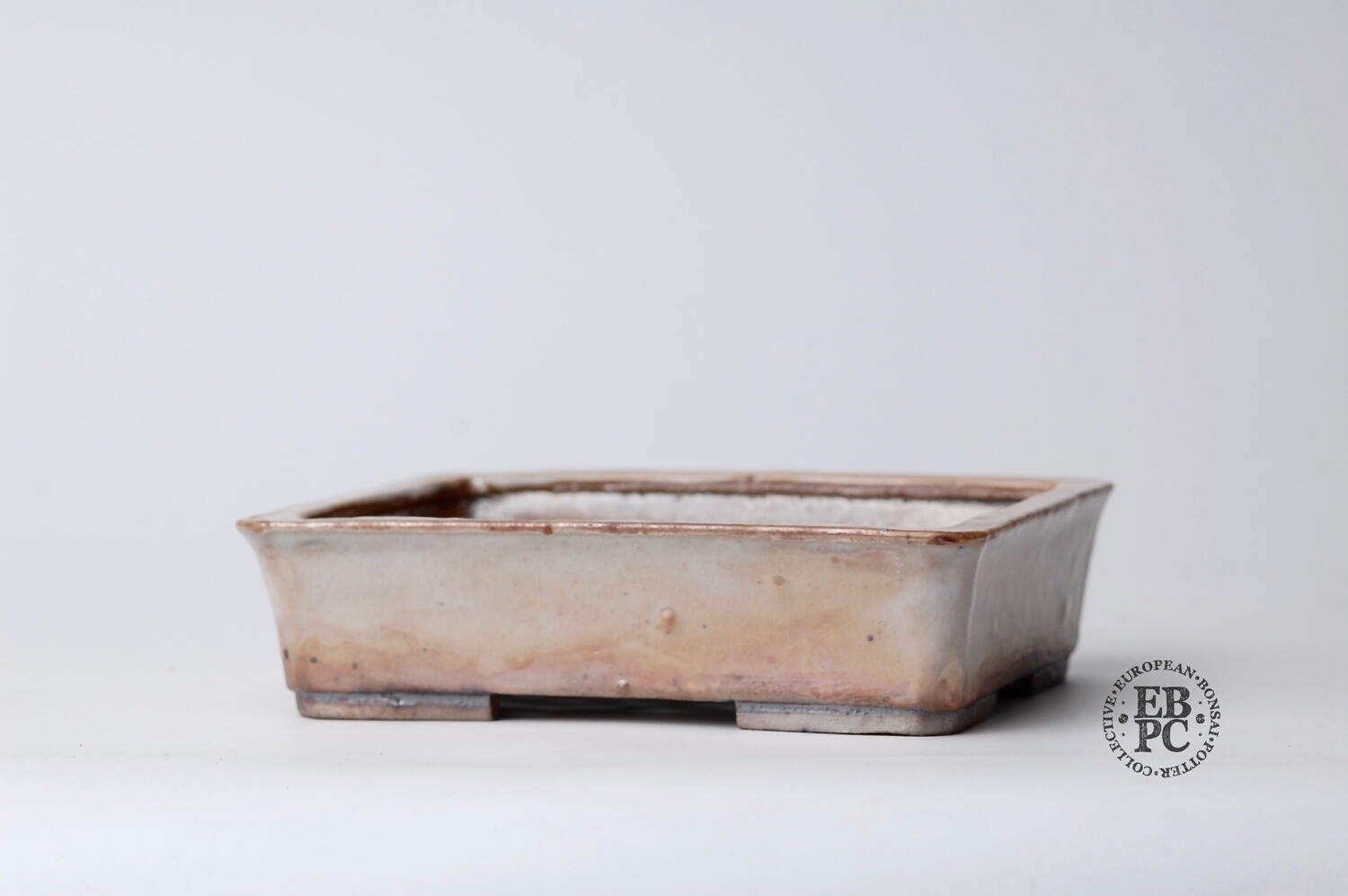 SOLD - Englert Keramik - 16.6cm; Rectangle; Antique Shino Glaze; Wood-fired; Refined White Clay Body; Varied Tones; Milky White; Hints of Orange Tones; Martin Englert