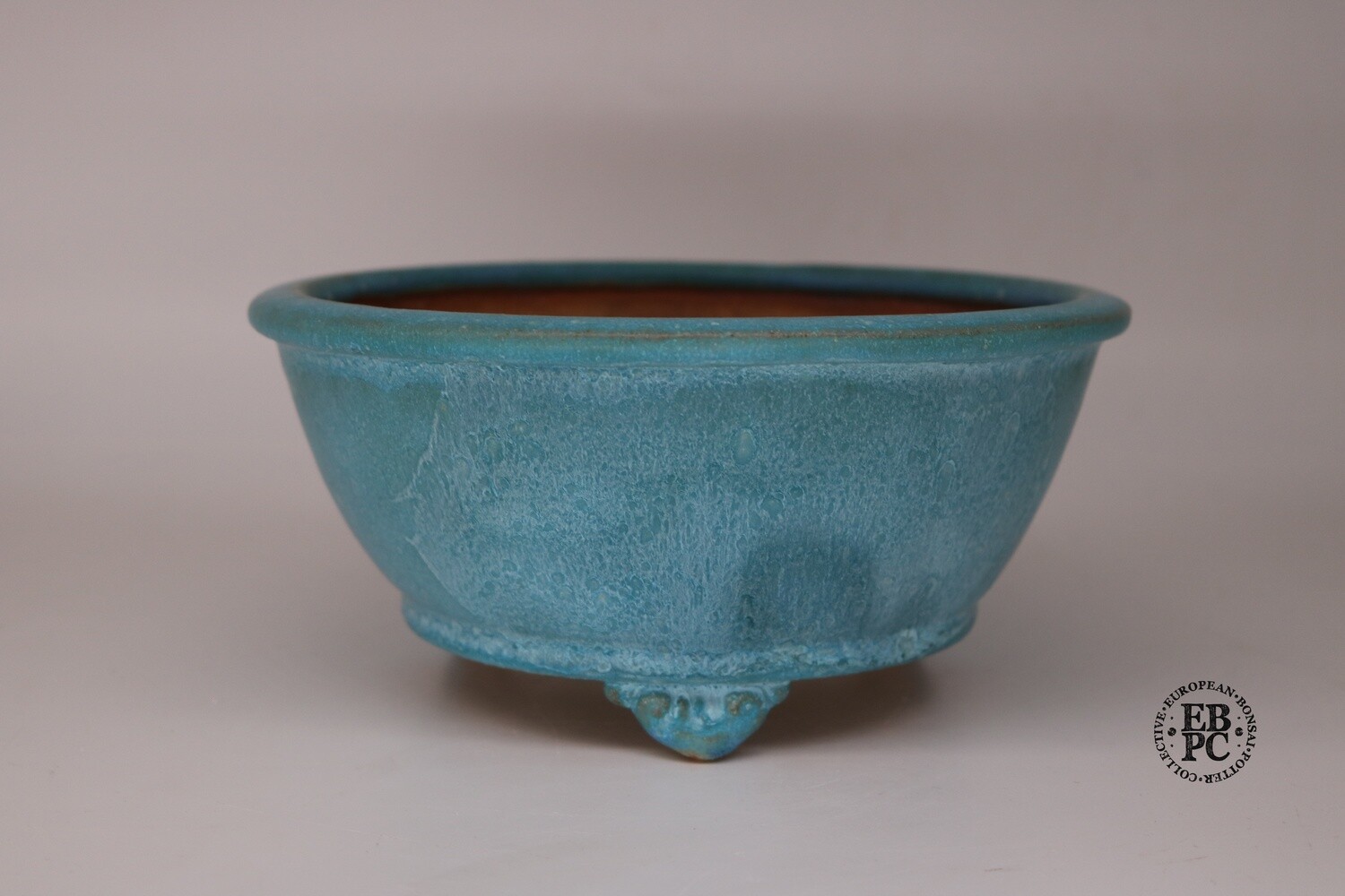 Fukurou Ceramics - Switzerland. 20.4cm; Round; Semi-Cascade; Detailed Feet; Superb Glaze; Opulent Turquoise Blue; Milky Whites; Made by Patrik Lüthi.